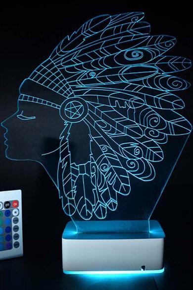 Özel Tasarım Kızılderili 3D Dekoratif 16 Renk Led Lamba