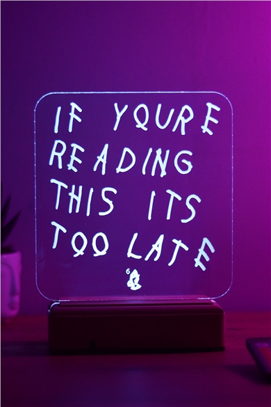 TOO LATE Gece Lambası 3D 16 Renk