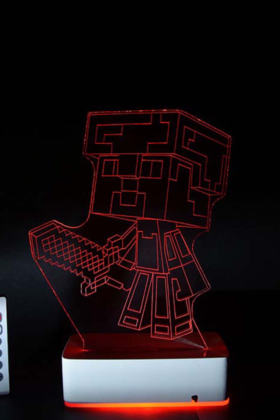 3D Minecraft 16 Renk Dekoratif Lamba