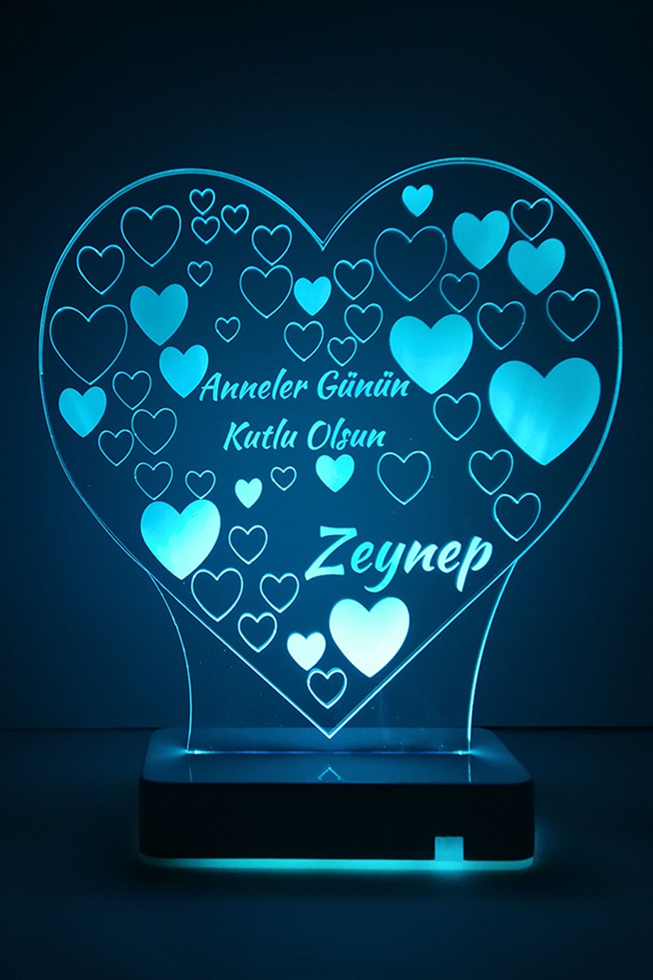 Anneler Günü Hediye Kalp 3D 16 Renk Dekoratif Led Lamba