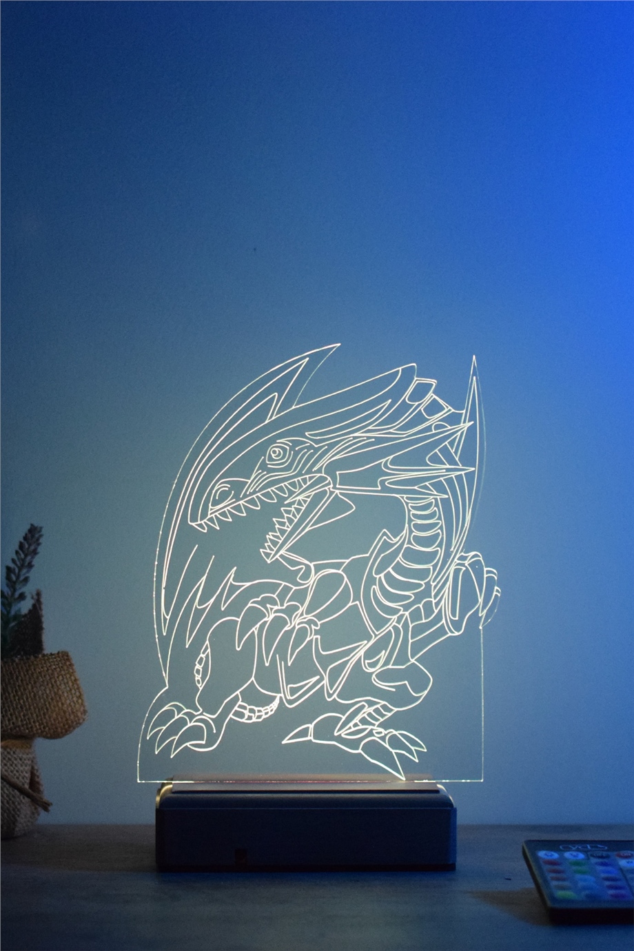 Blue Eyes White Dragon - Yu-Gi-Oh! Mavi Gözlü Beyaz Ejder 16 Renk Anime Gece Lambası