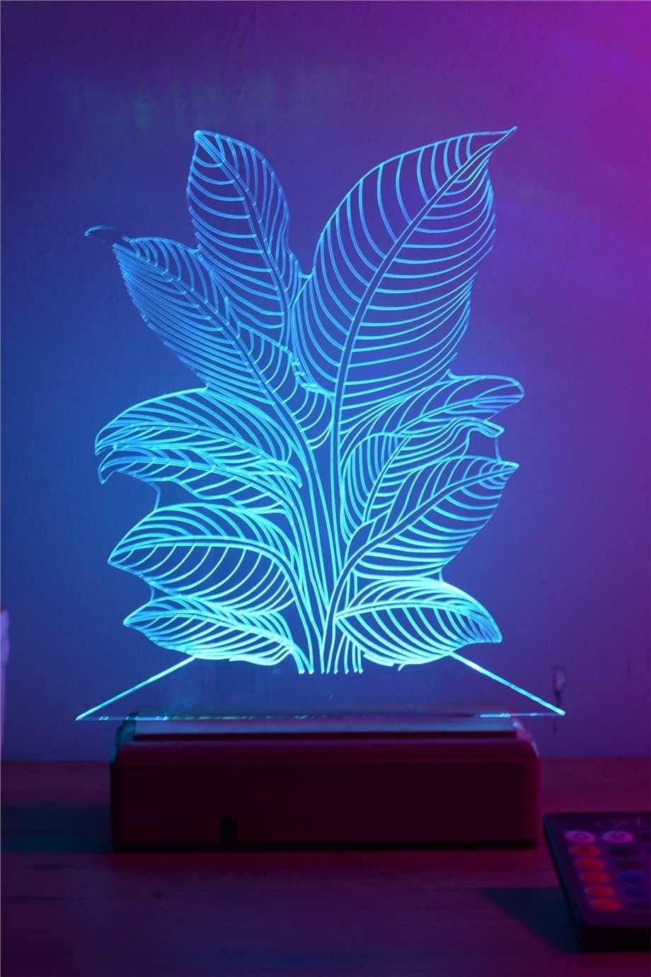Dekoratif 3D Yapraklar Ev Dekorasyonu 16 Renk Gece Lambası