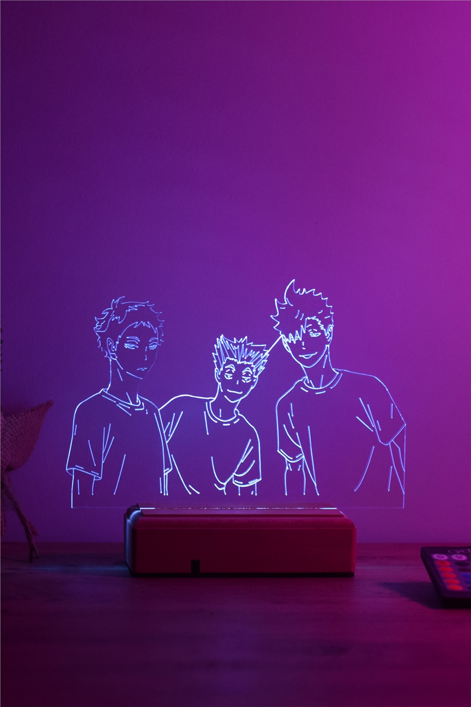 Haikyuu Kuroo Bokuto Akaashi 16 Renk Kumandalı Anime Gece Lambası