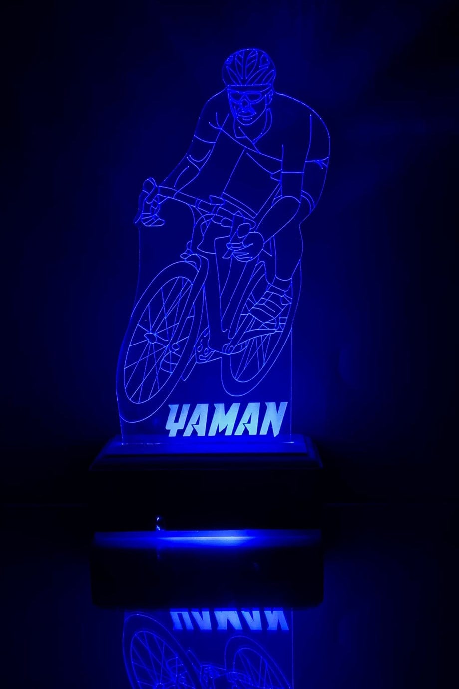 Kişiye Özel 3D Bisiklet Sporcu Led Masaüstü ve Gece Lambası