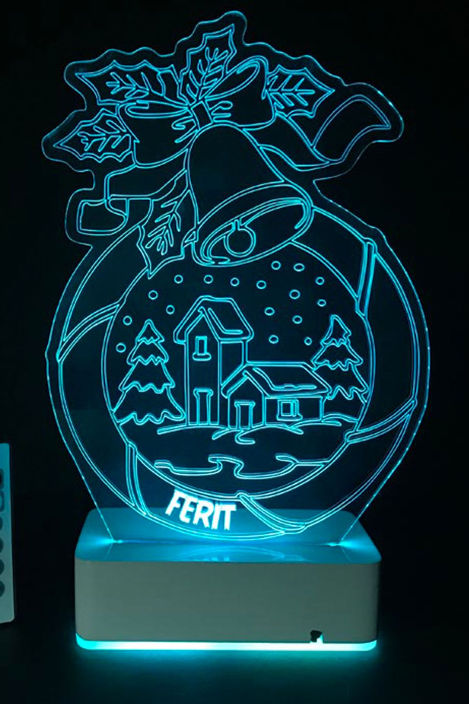 Kişiye Özel 3D  Çanı ve Ev Masaüstü 16 Renk Dekoratif Led Lamba