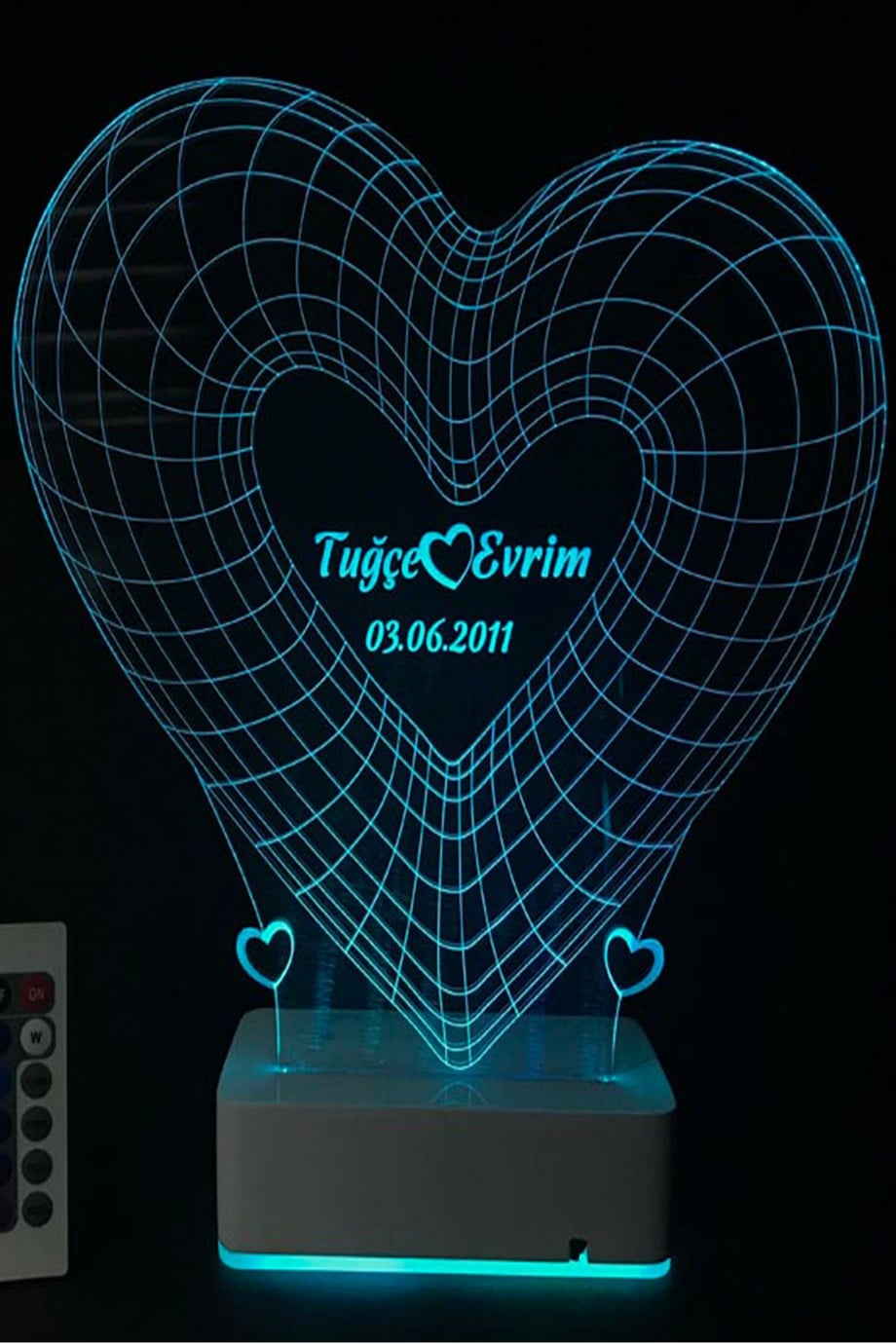 Kişiye Özel 3D Kalp ve Aşk Sevgiliye Hediye Led Lamba