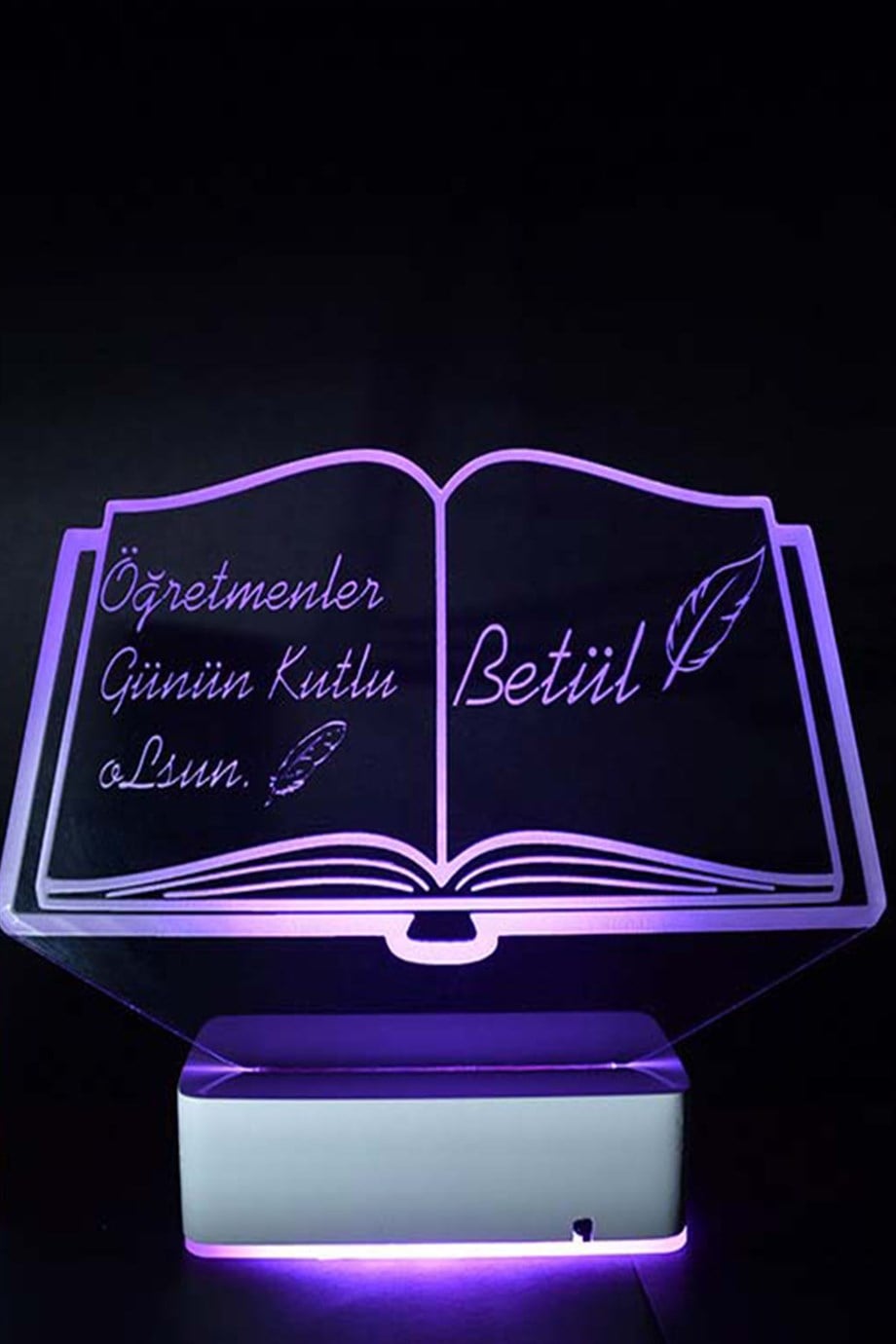 Kişiye Özel 3D Öğretmenler Günü Kitap&Kalem 16 Renk Dekoratif Led Lamba