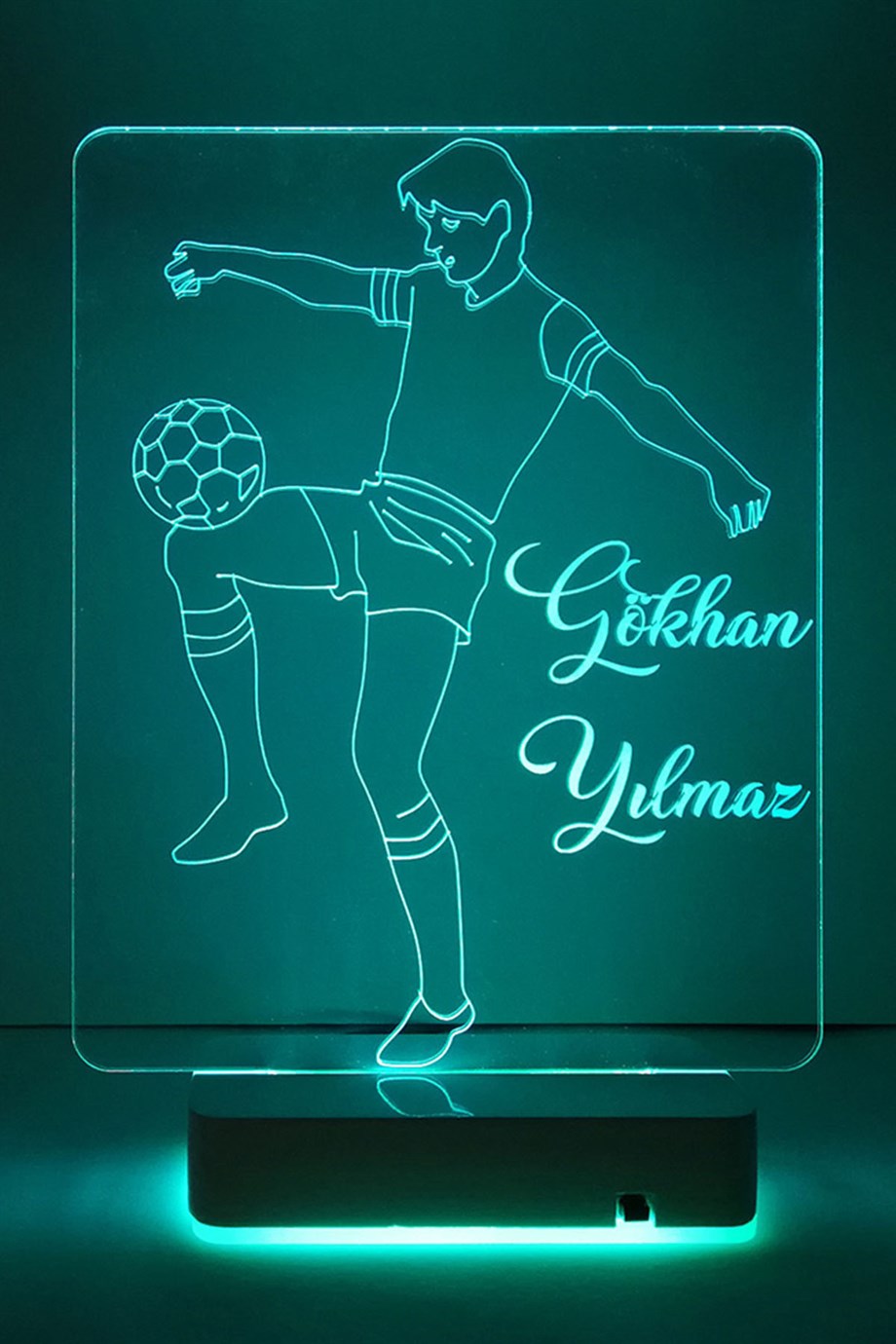 Kişiye Özel Hediye Top Sektiren Futbolcu 3D Led Masaüstü Lamba