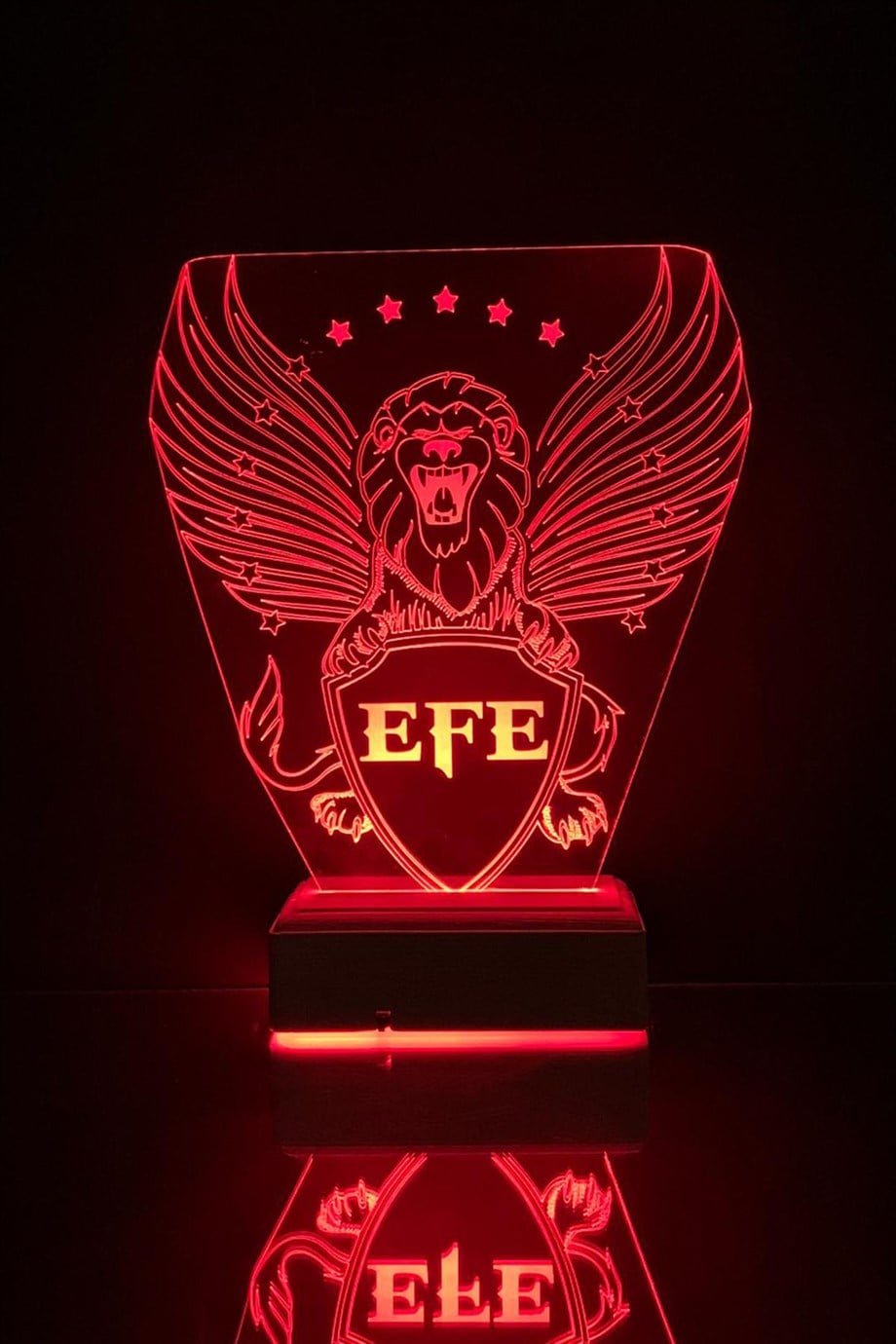 Kişiye Özel Kanatlı Aslan Hediyelik 3D Led Dekoratif Lamba
