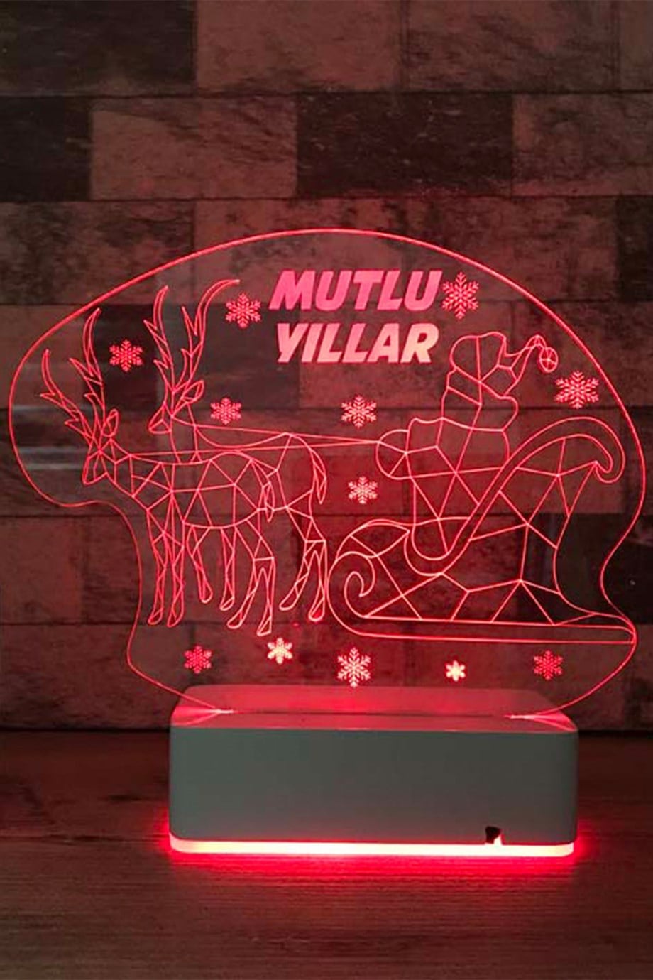 Kişiye Özel Mutlu Yıllar 3D 16 Renk Dekoratif Led Lamba