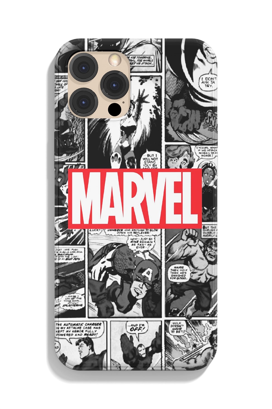 Marvel Comics Siyah Silikon Baskılı Telefon Kılıfı