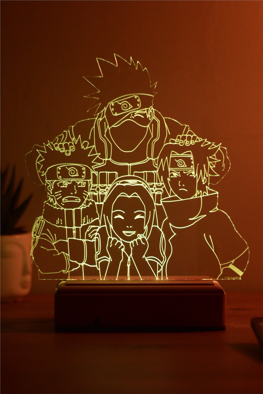 Naruto Team 7 Kakashi 16 Renk Kumandalı Gece Lambası