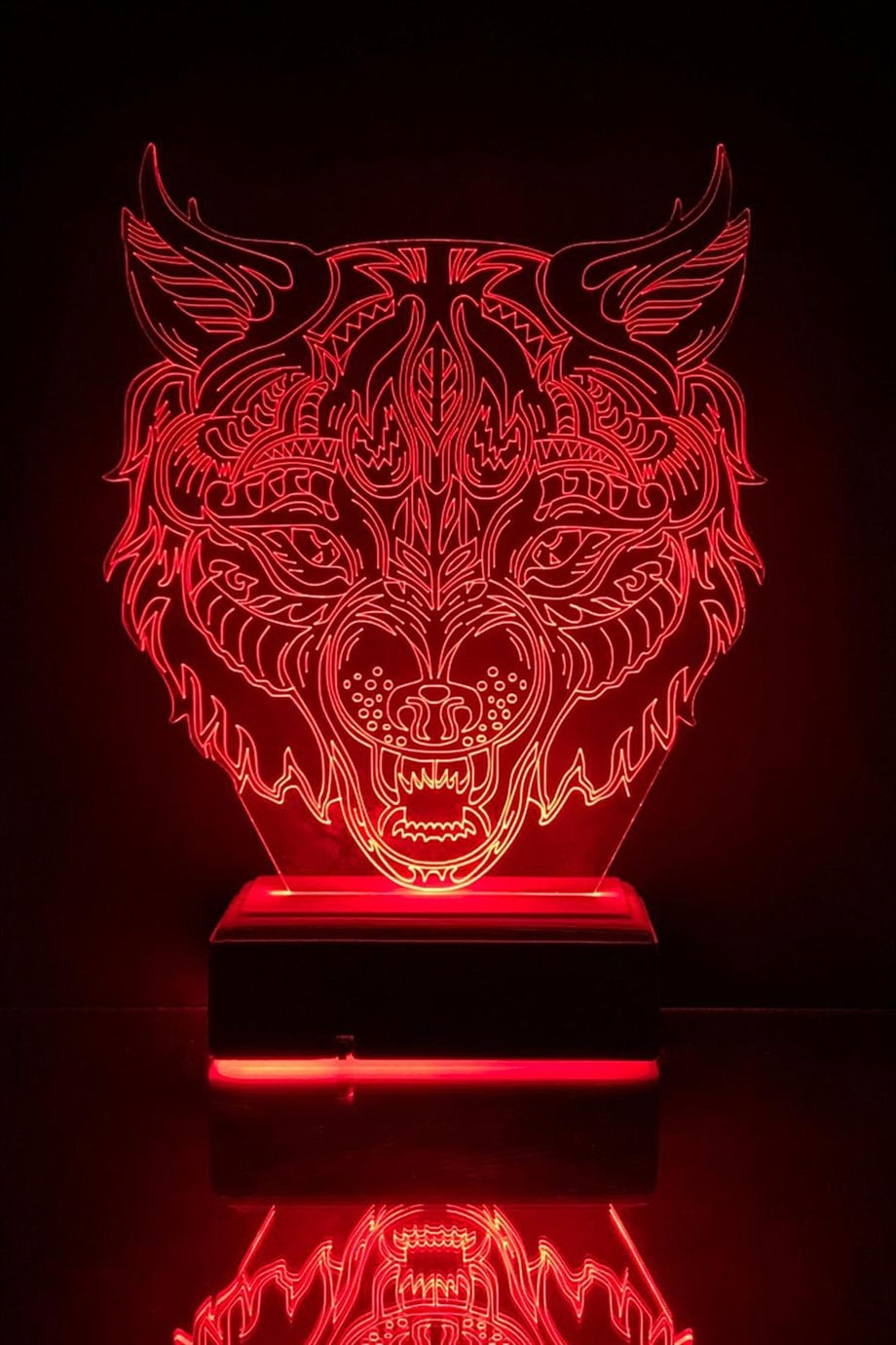 Özel Tasarım Fantastik Kurt 3D Led Gece Lambası Hediyelik Eşya