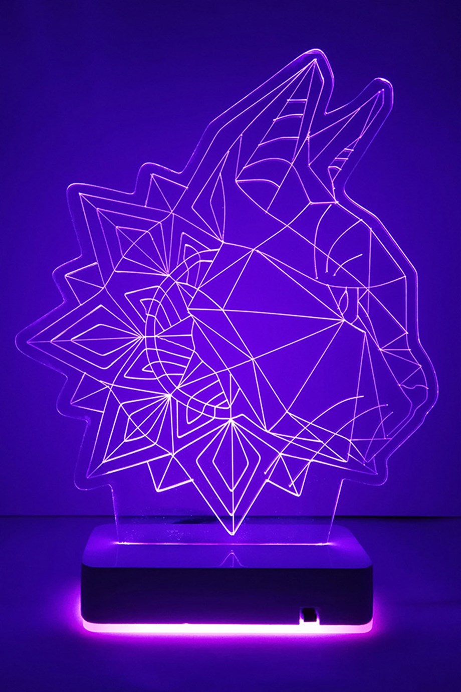 Özel Tasarım Geometrik Kedi 3D 16 Renk Dekoratif Led Lamba
