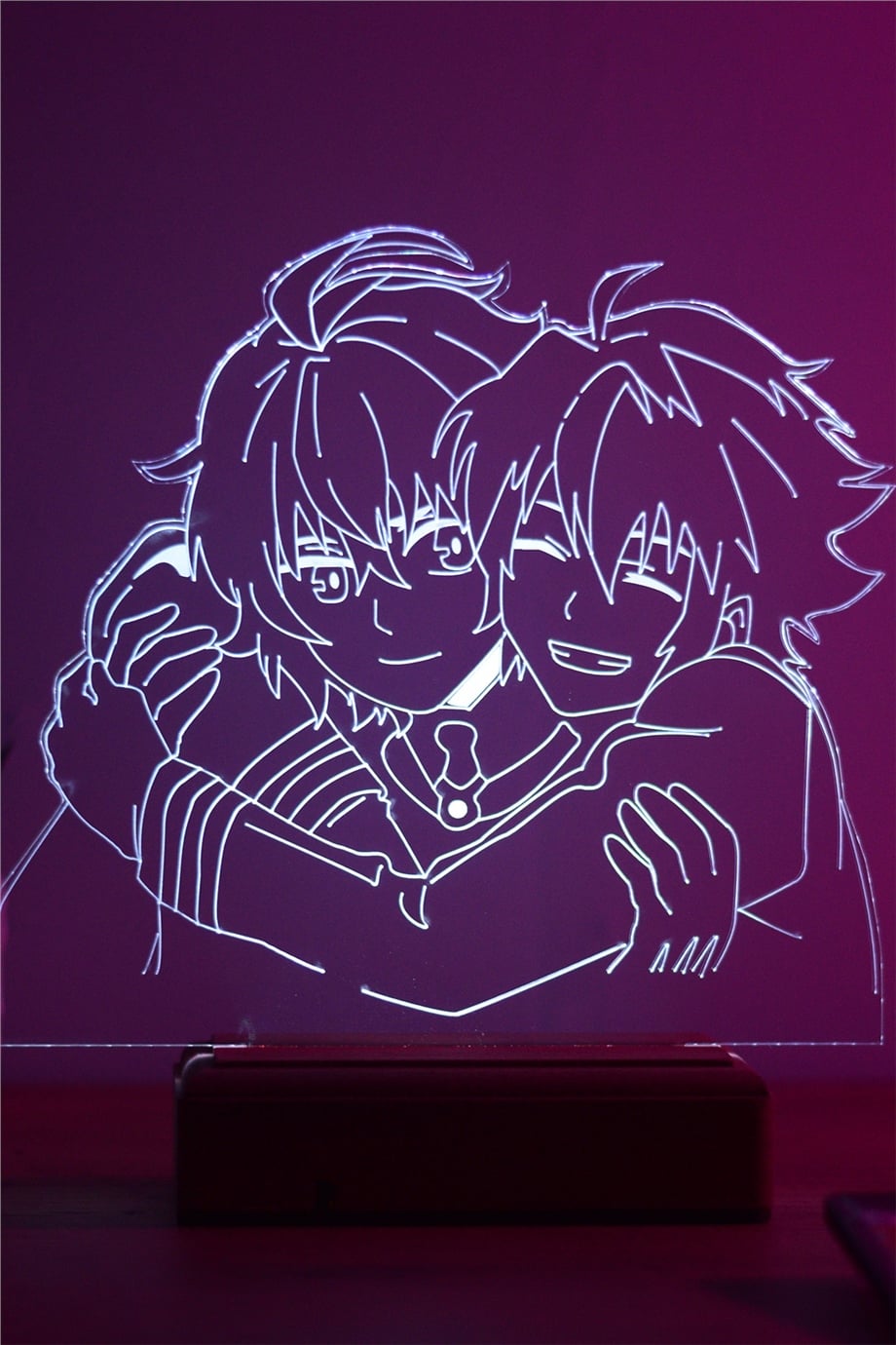 Seraph of the End Mikaela Hyakuya ve  Yūichirō Hyakuya 16Renk Gece Lambası