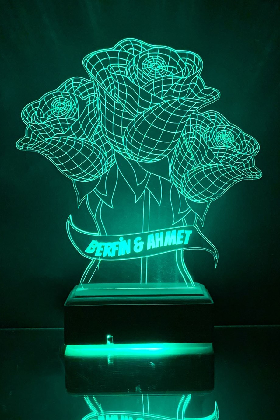 Sevgiliye Hediye 3D 16 Renk Dekoratif Led Lamba 3 Gül