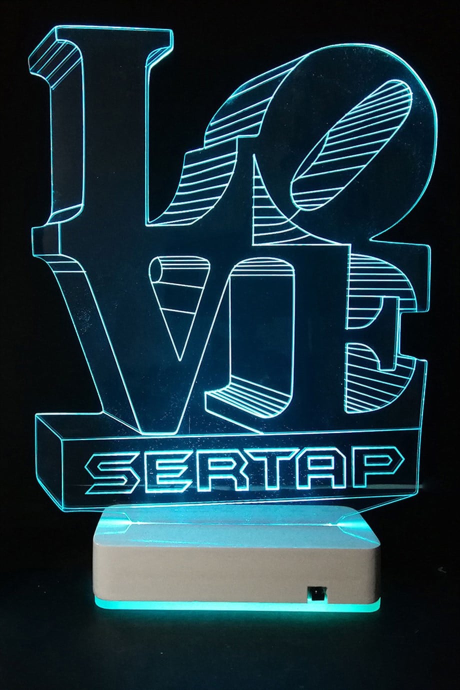 Sevgiliye Hediye 3D Love 16 Renk Dekoratif Led Lamba