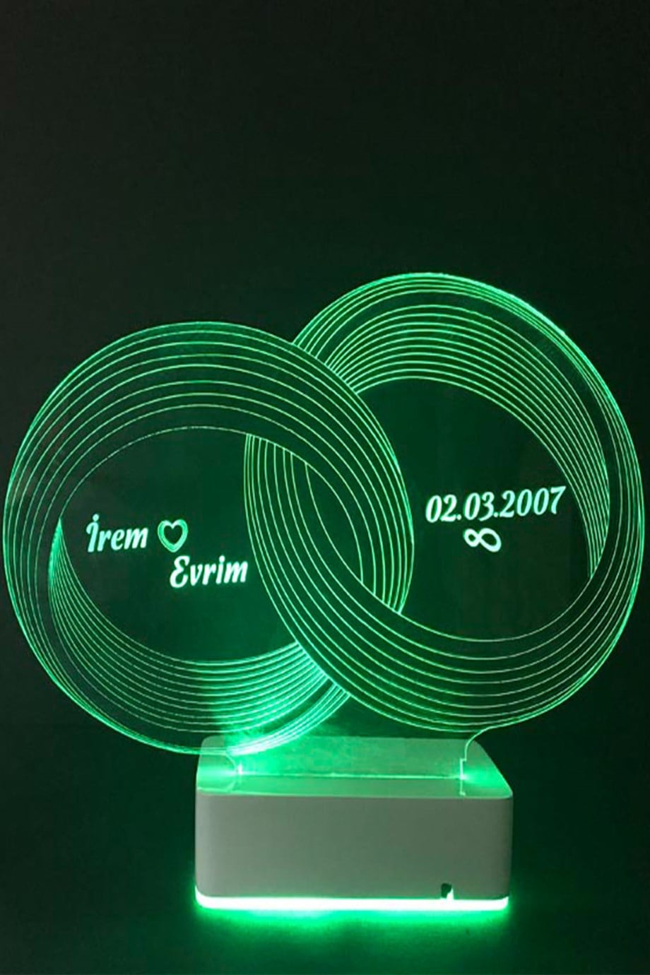Sevgiliye Özel 3D Alyans Nişan Yüzükleri 16 Renk Dekoratif Led Lamba