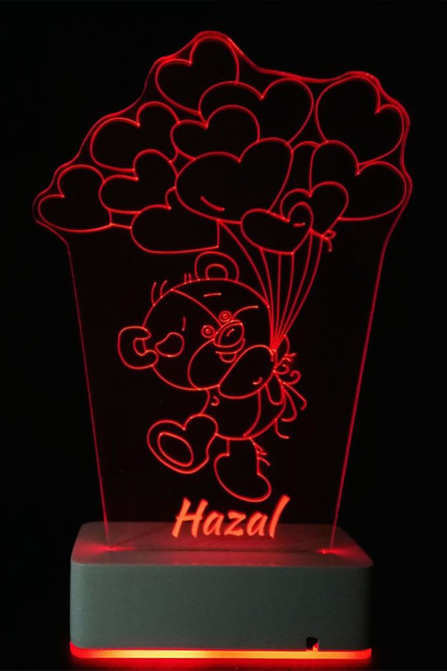 Sevgiliye Özel 3D Balon ve Ayıcık 16 Renk Dekoratif Led Lamba
