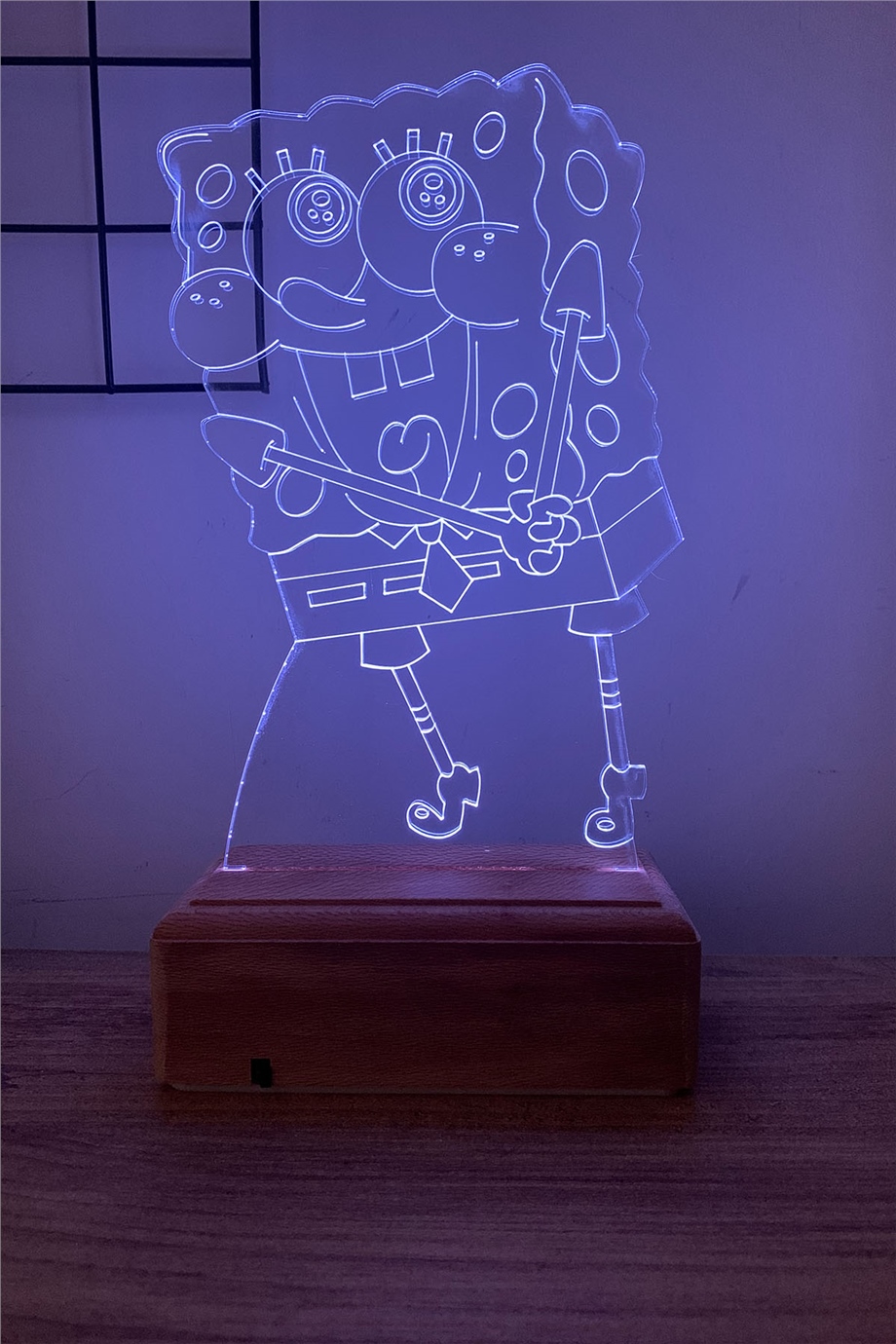 SüngerBob KareŞort 3D 16 Renk Dekoratif Led Lamba
