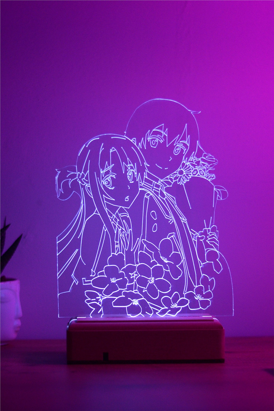 Sword Art Online Kirito and Asuna 16 Renk Gece Lambası