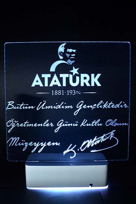 Kişiye Özel 3D Öğretmenler Günü Atatürk 16 Renk Dekoratif Led Lamba