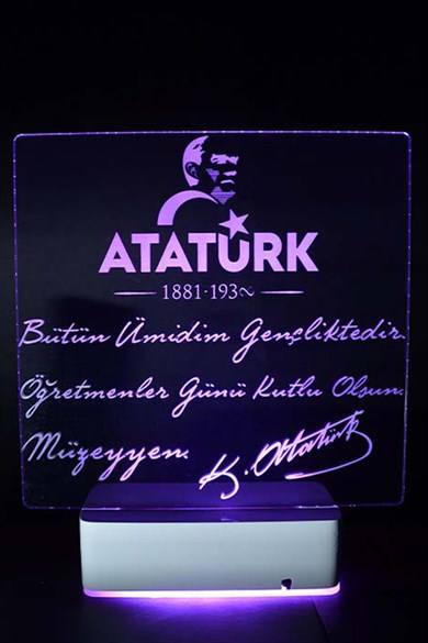 Kişiye Özel 3D Öğretmenler Günü Atatürk 16 Renk Dekoratif Led Lamba