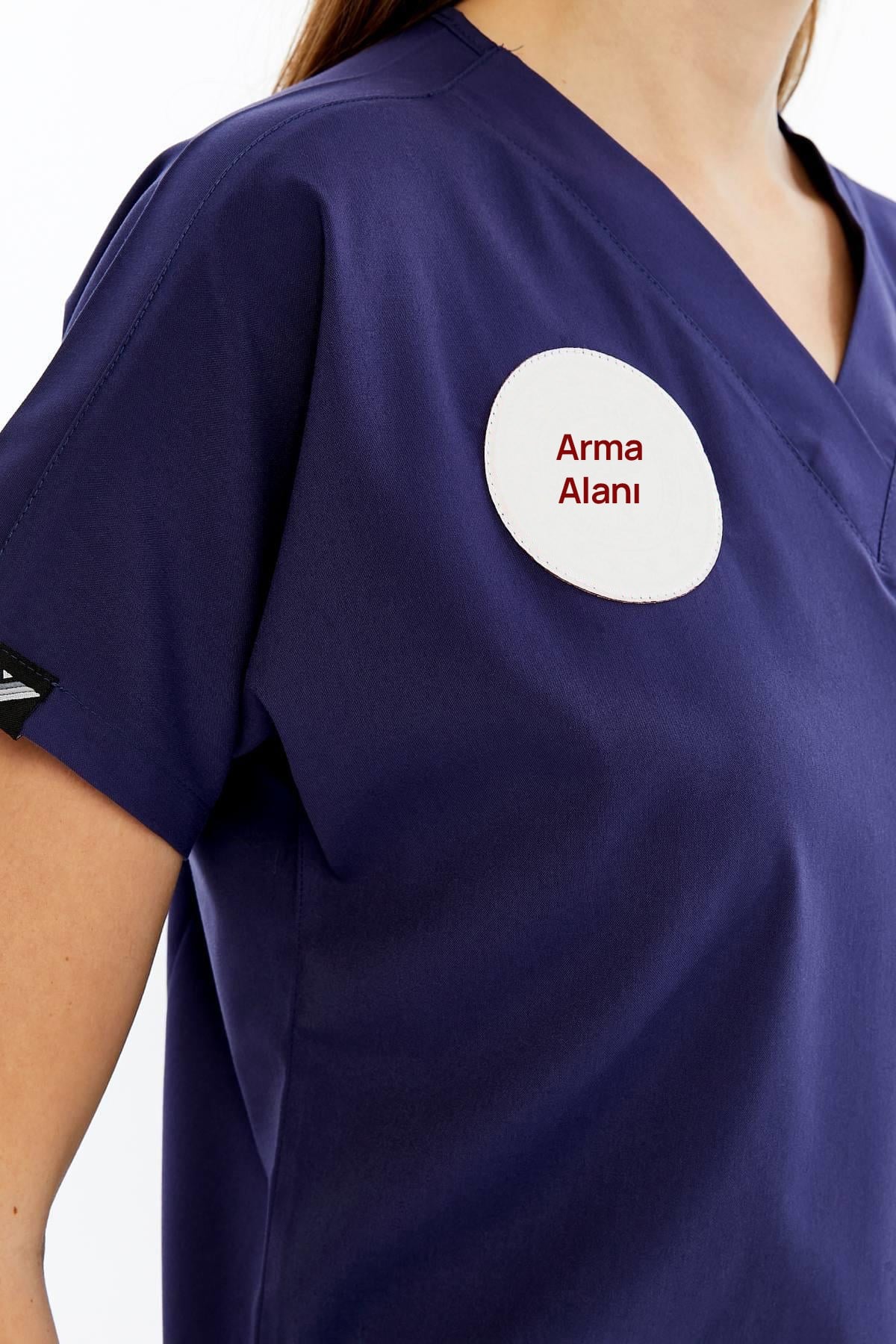 Basic - Hemşire Forması Likralı Scrubs (Unisex) (Yeni Yönetmeliğe Uygun - Patriot Blue) (Tek Üst)