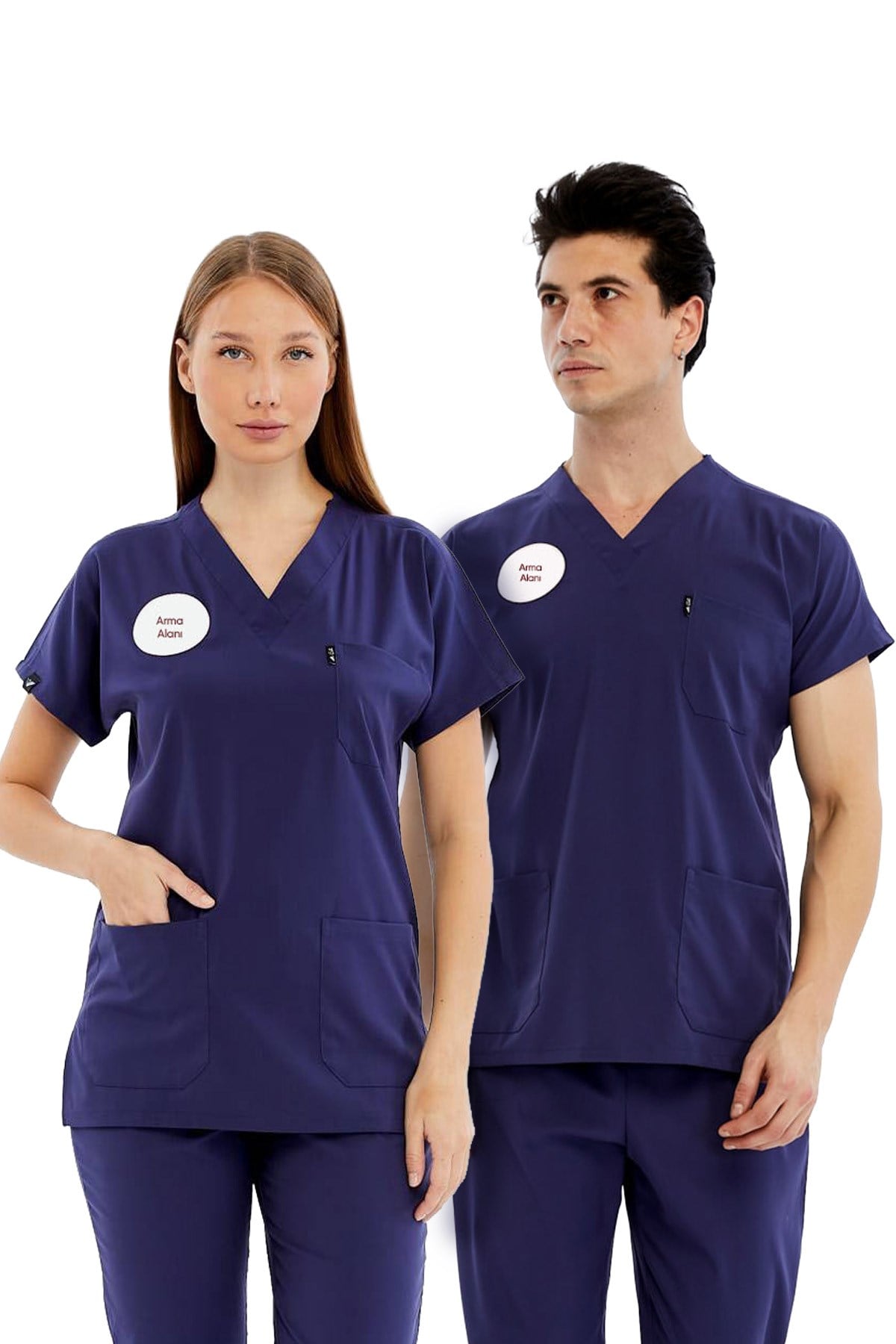 Basic - Hemşire Forması Likralı Scrubs (Unisex) (Yeni Yönetmeliğe Uygun - Patriot Blue) (Takım)