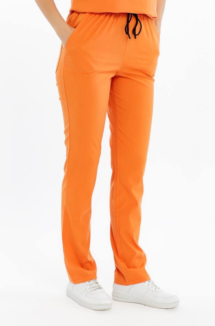 Basic - Klinik Destek Personeli Forması Likralı Scrubs (Unisex) (Yeni Yönetmeliğe Uygun - Orange Ochre) (Pantolon)