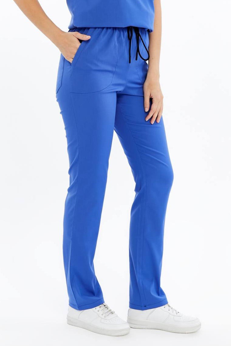 Basic - Temizlik Personeli Forması Likralı Scrubs (Unisex) (Yeni Yönetmeliğe Uygun - Dazzling Blue) (Pantolon)