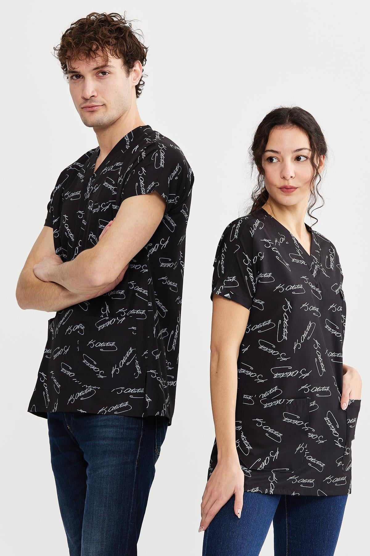 Carnival Basic - Tek Üst Desenli Hemşire Doktor Forması (UNISEX), Atatürk İmzası