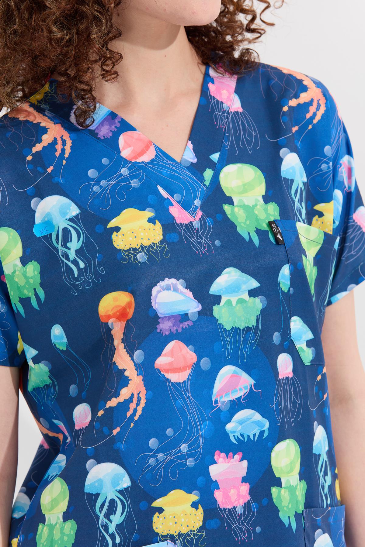 Carnival Basic - Tek Üst Desenli Hemşire Doktor Forması (UNISEX), Su Altı