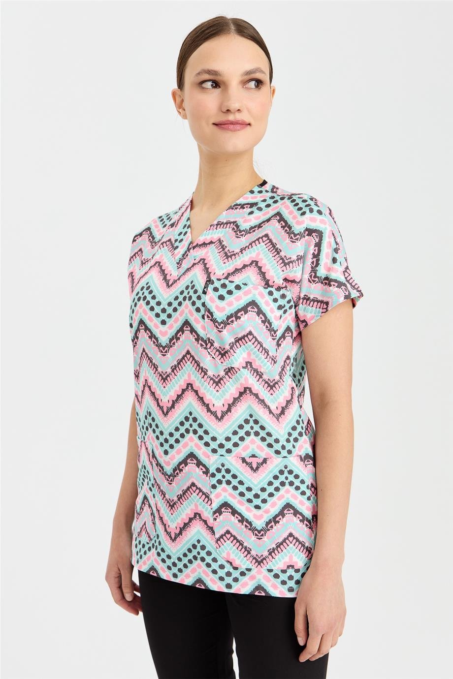 Carnival Basic -  Desenli Hemşire Doktor Veteriner Tek Üst Forma (UNISEX) / Etnik