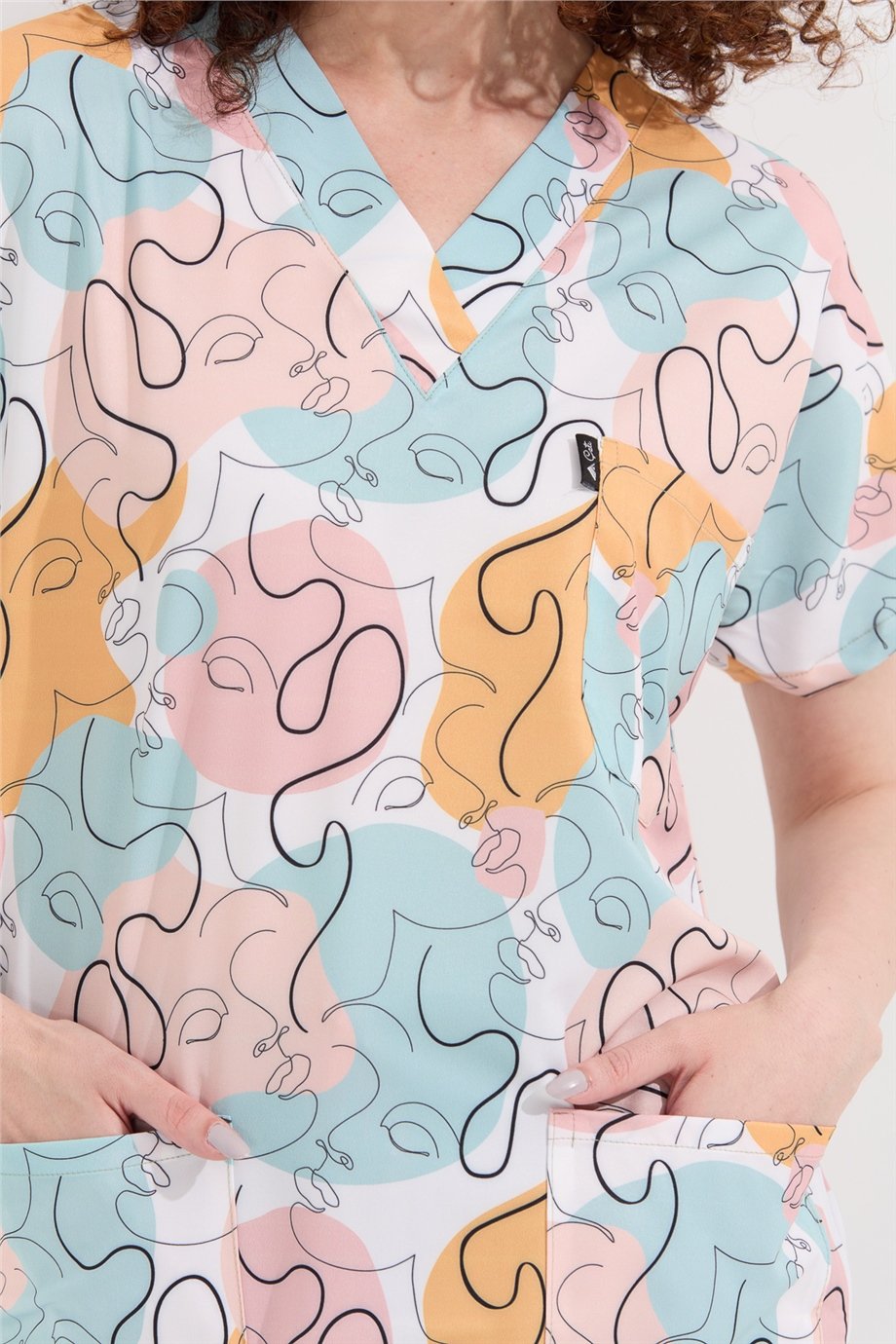 Carnival Basic -  Desenli Hemşire Doktor Veteriner Tek Üst Forma (UNISEX) / Suretler