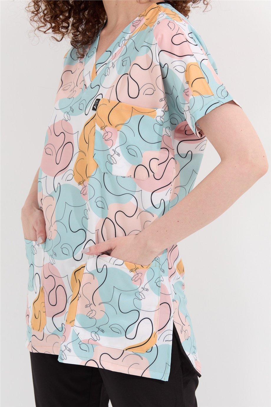 Carnival Basic -  Desenli Hemşire Doktor Veteriner Tek Üst Forma (UNISEX) / Suretler