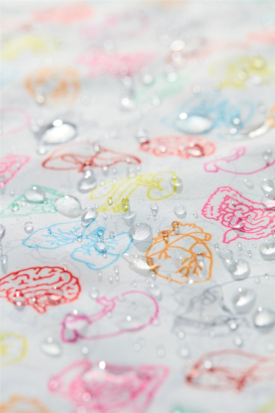 Carnival Basic -  Desenli Hemşire Doktor Veteriner Tek Üst Forma (UNISEX) / Renkli Organlar