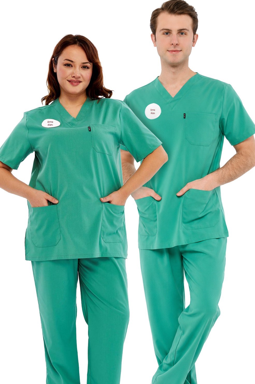 Comfy - Büyük Beden Ameliyathane Hizmetleri Forması Likralı Scrubs  (Yeni Klavuz - Frosty Spruce) (Tek Üst)