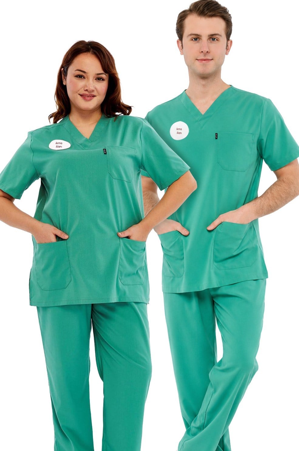 Comfy - Büyük Beden Ameliyathane Hizmetleri Forması Likralı Scrubs  (Yeni Klavuz - Frosty Spruce) (Tek Üst)