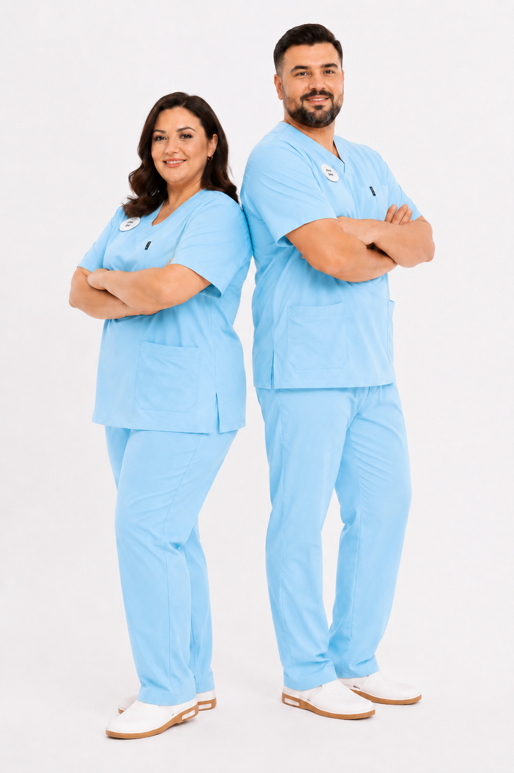Comfy - Büyük Beden Doktor Forması Likralı Scrubs (Unisex) (Yeni Yönetmeliğe Uygun - Alaskan Blue) (Takım)