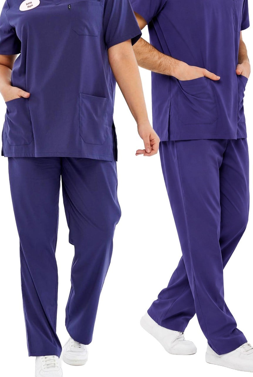 Comfy - Büyük Beden Hemşire Forması Likralı Scrubs  (Yeni Yönetmeliğe Uygun - Patriot Blue) (Pantolon)