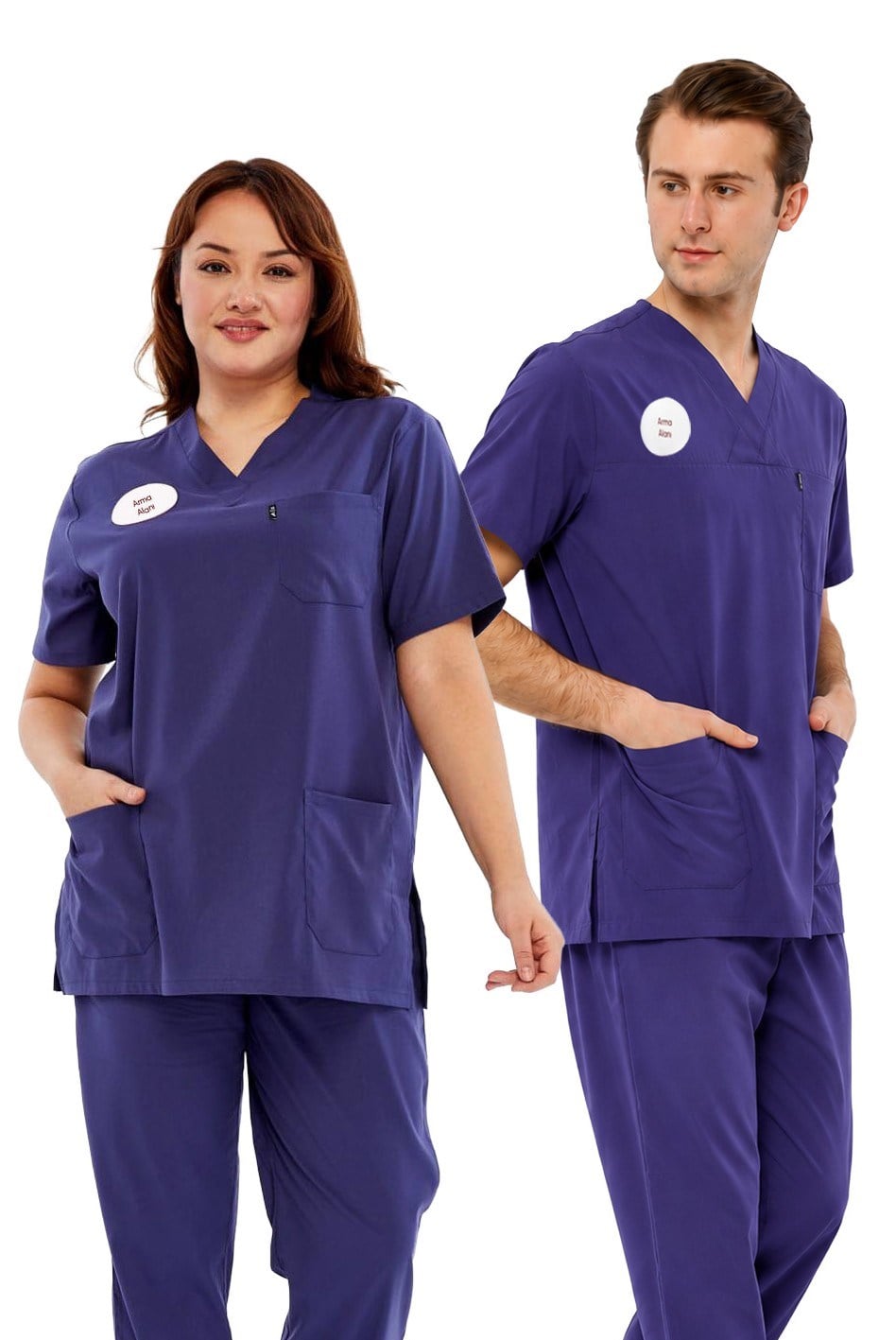 Comfy - Büyük Beden Hemşire Forması Likralı Scrubs  (Yeni Yönetmeliğe Uygun - Patriot Blue) (Tek Üst)