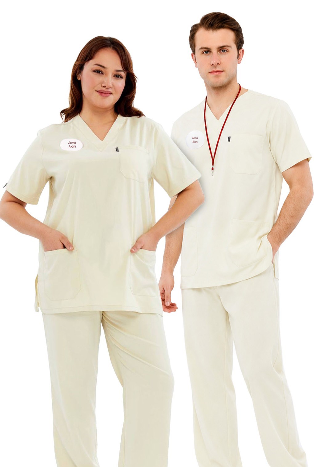 Comfy - Büyük Beden Tekniker,Teknisyen Forması Likralı Scrubs  (Yeni Yönetmeliğe Uygun - Moth) (Tek Üst)