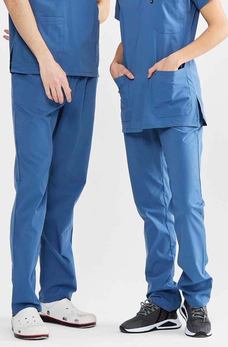 Happiness Basic - Likralı Doktor Hemşire Scrubs Tek Alt Cerrahi Forma (UNISEX), İndigo