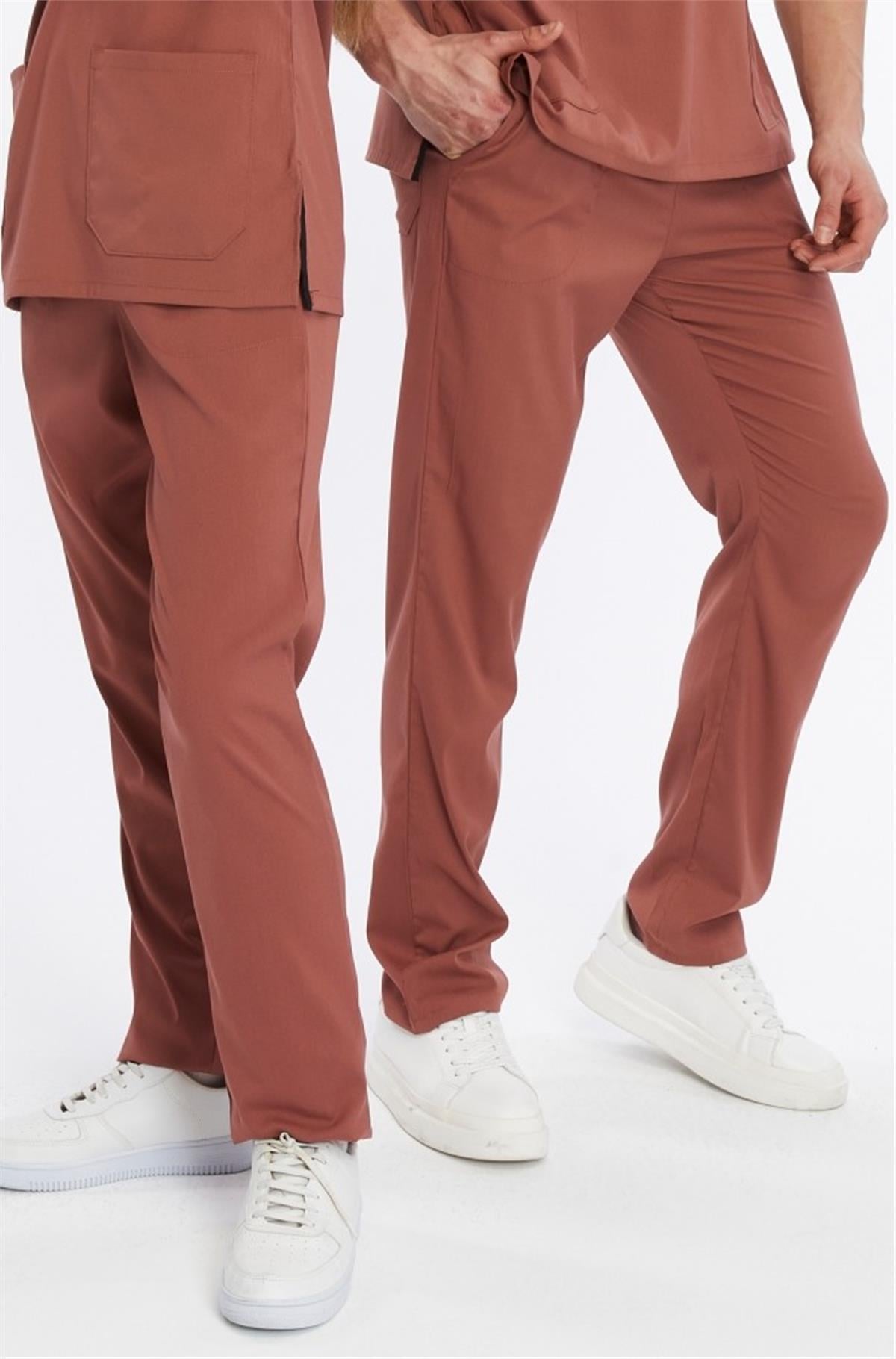 Happiness Basic - Likralı Doktor Hemşire Scrubs Tek Alt Cerrahi Forma (UNISEX), Bisküvi