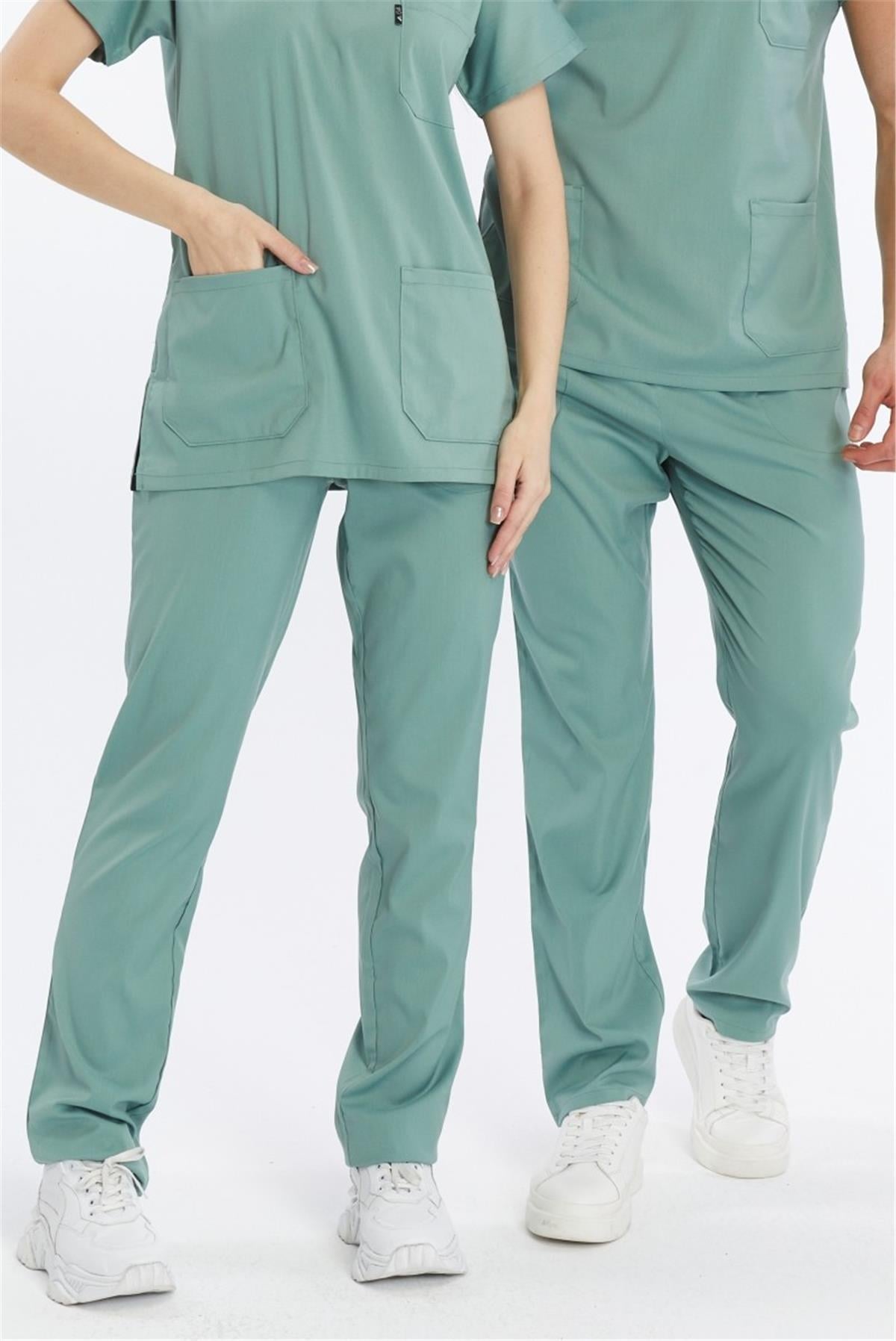 Happiness Basic - Likralı Doktor Hemşire Scrubs Tek Alt Cerrahi Forma (UNISEX), Çağla Yeşili