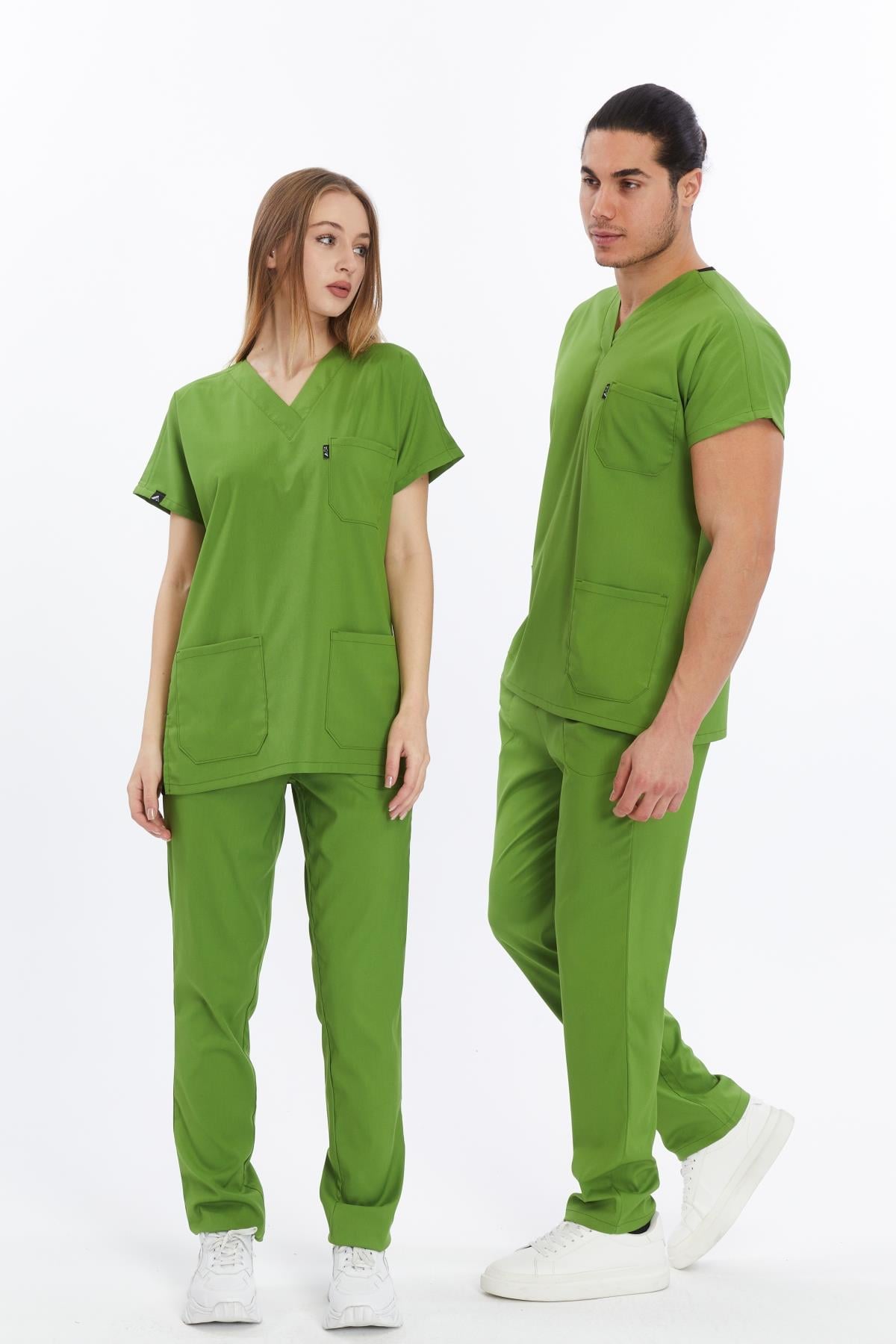 Happiness Basic - Likralı Doktor Hemşire Forma Takımı (UNISEX), Fıstık Yeşili