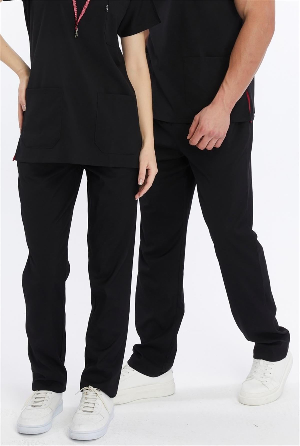 Happiness Basic - Likralı Doktor Hemşire Scrubs Tek Alt Cerrahi Forma (UNISEX), Siyah