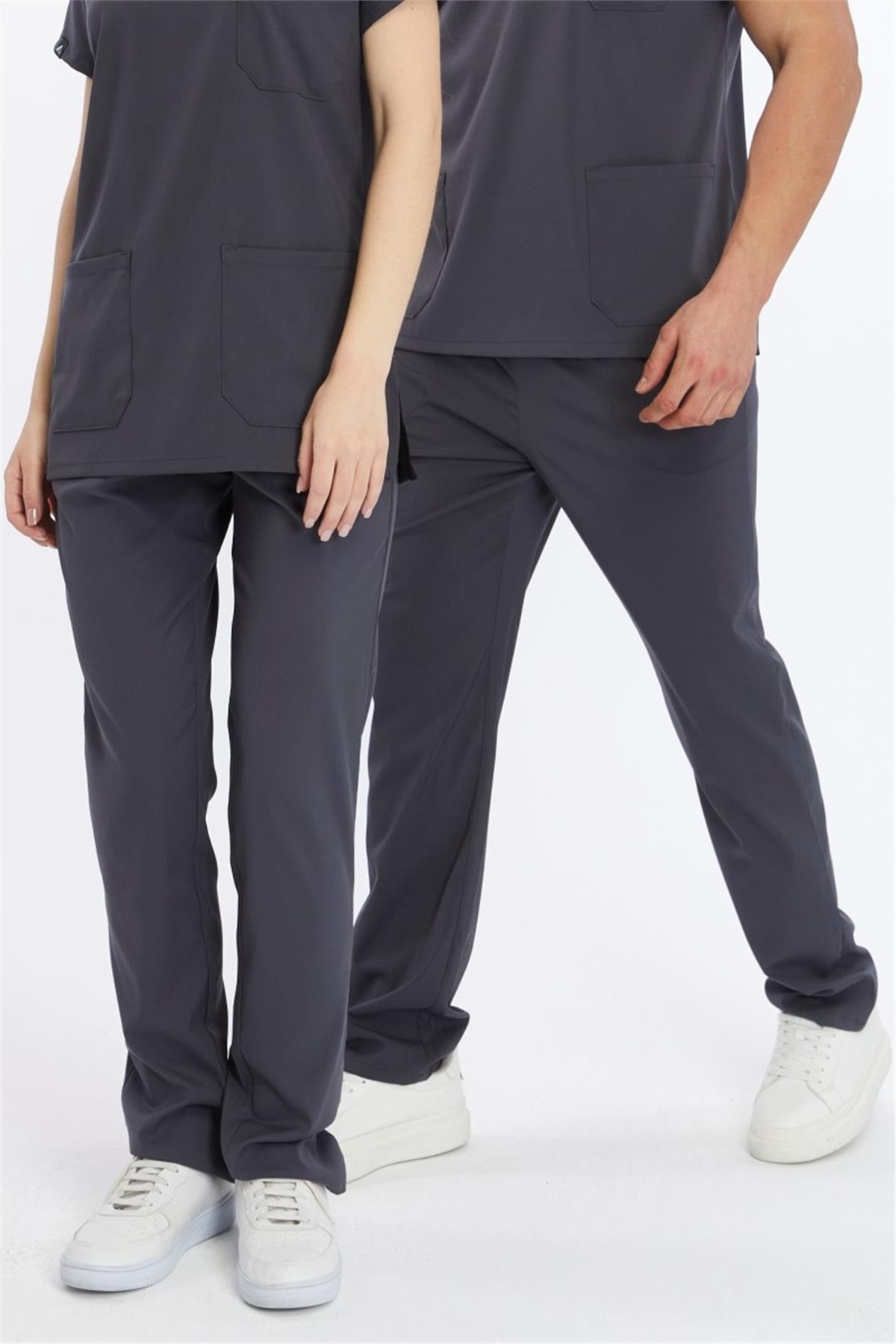 Happiness Basic - Likralı Doktor Hemşire Scrubs Tek Alt Cerrahi Forma (UNISEX), Antrasit