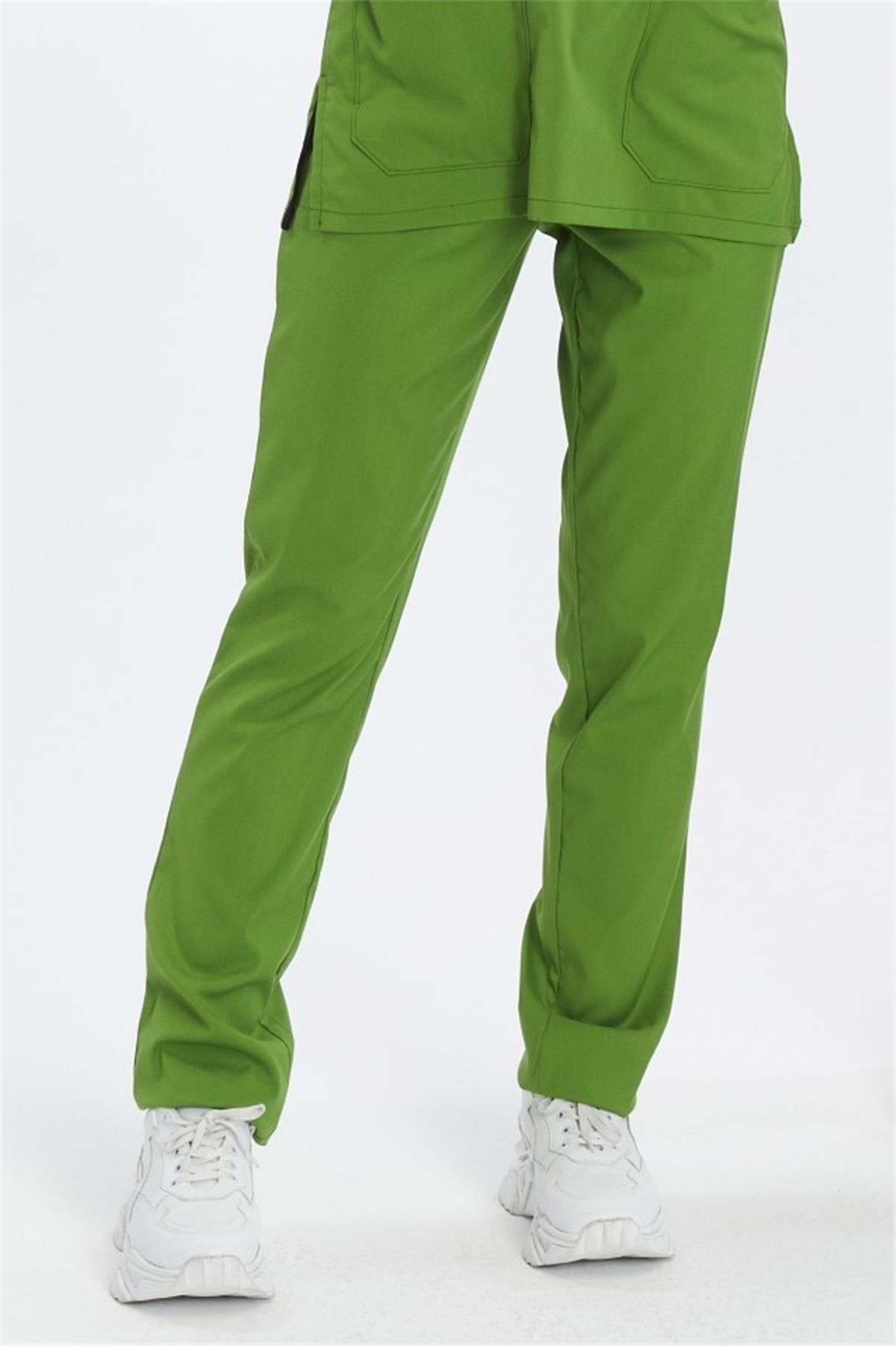 Happiness Basic - Likralı Doktor Hemşire Scrubs Tek Alt Cerrahi Forma (UNISEX), Fıstık Yeşili
